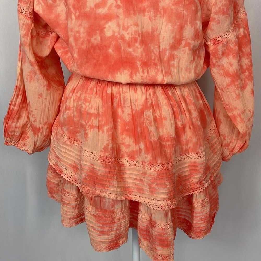 Aerie Rockn Ruffle Tie Dye Gauze Mini Dress Orang… - image 8