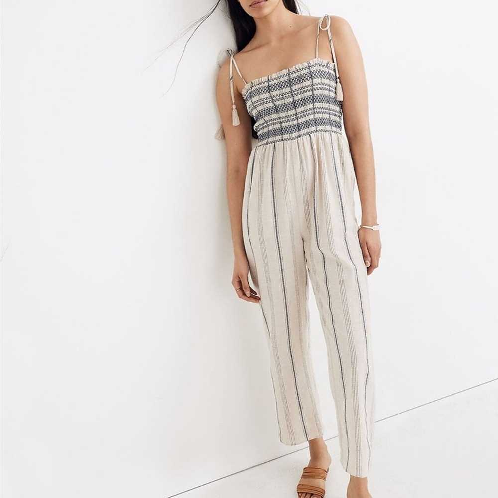 Madewell Smocked Cami Jumpsuit AL718 Linen Blend - image 1