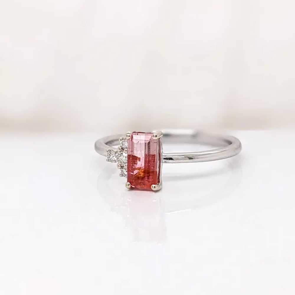 Bi-color Tourmaline Ring w Natural Diamonds in So… - image 2