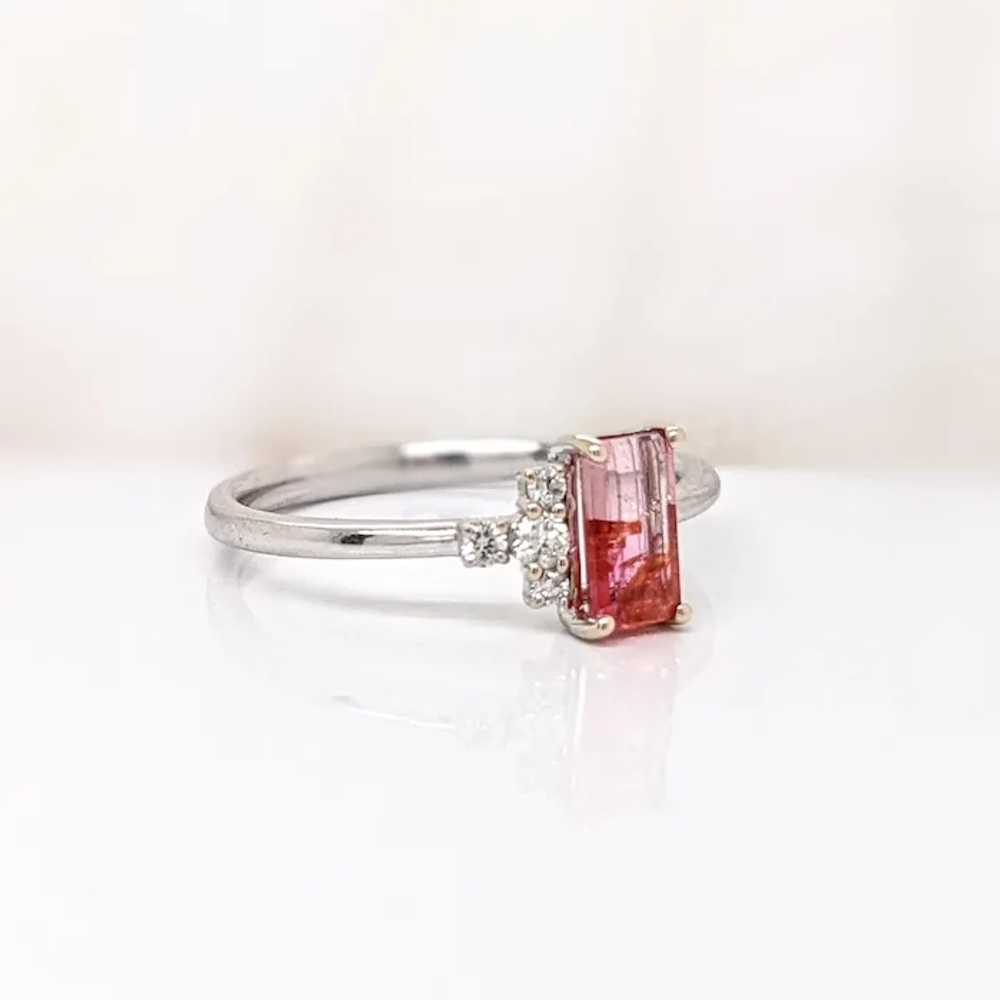 Bi-color Tourmaline Ring w Natural Diamonds in So… - image 5