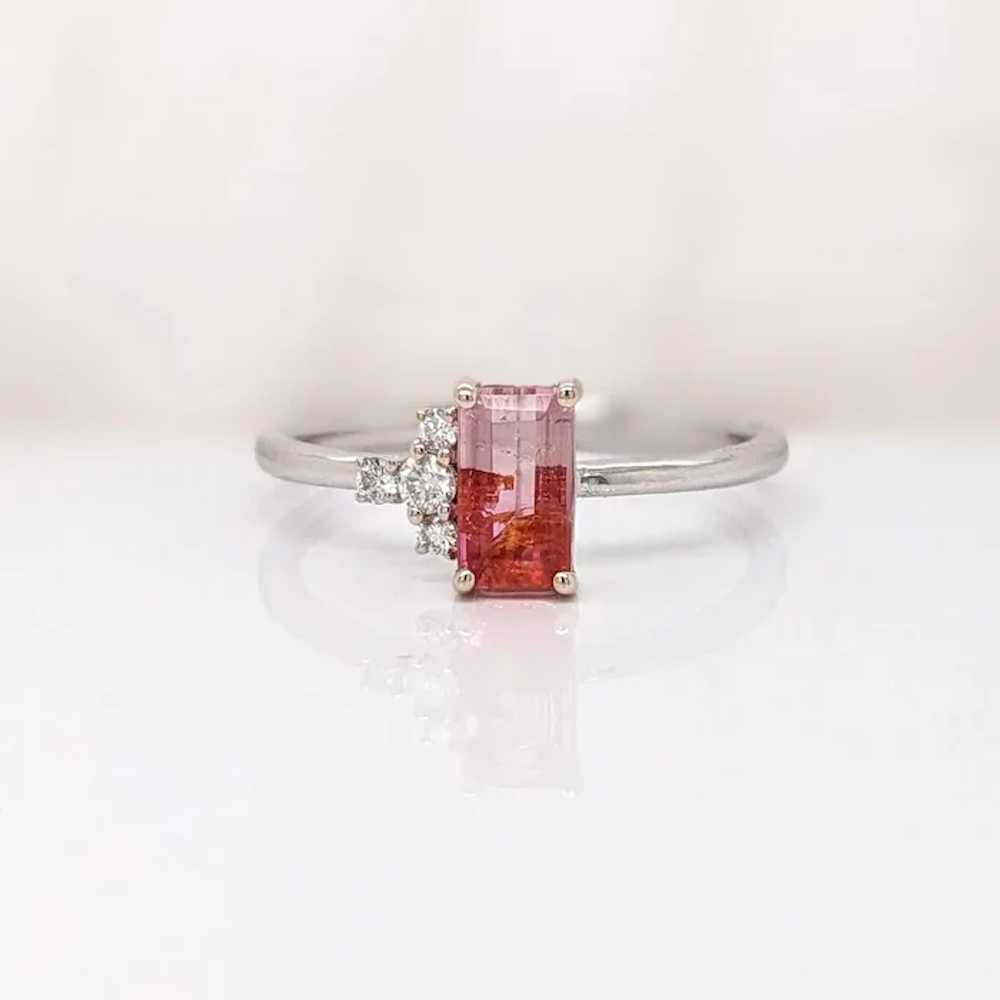 Bi-color Tourmaline Ring w Natural Diamonds in So… - image 6
