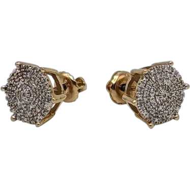 14k Gold Pave .22ctw Diamond Round Earrings Diamon