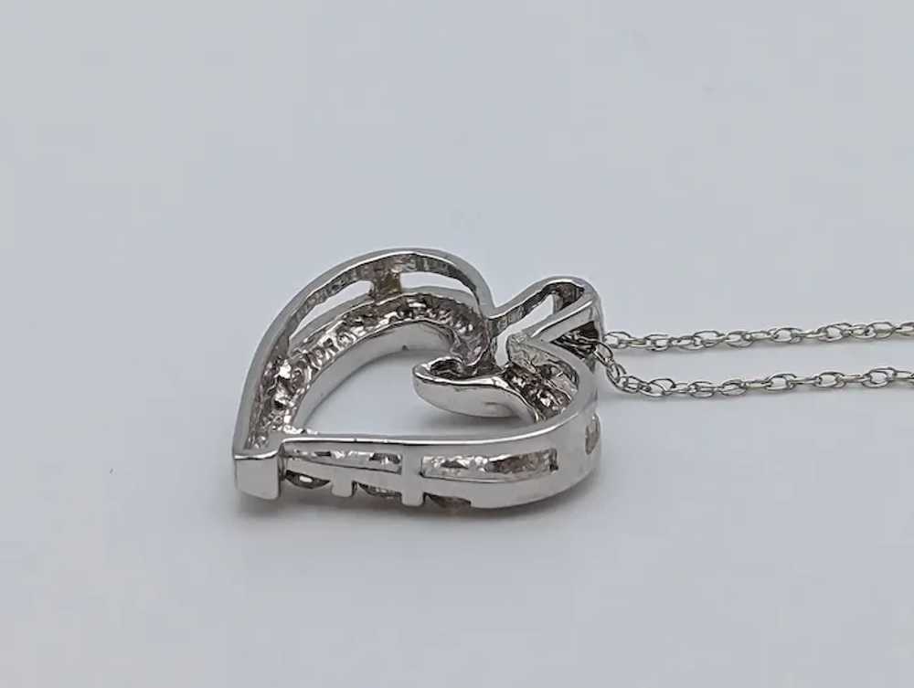 10K White Gold Diamond Heart Pendant w/Gold Chain… - image 10