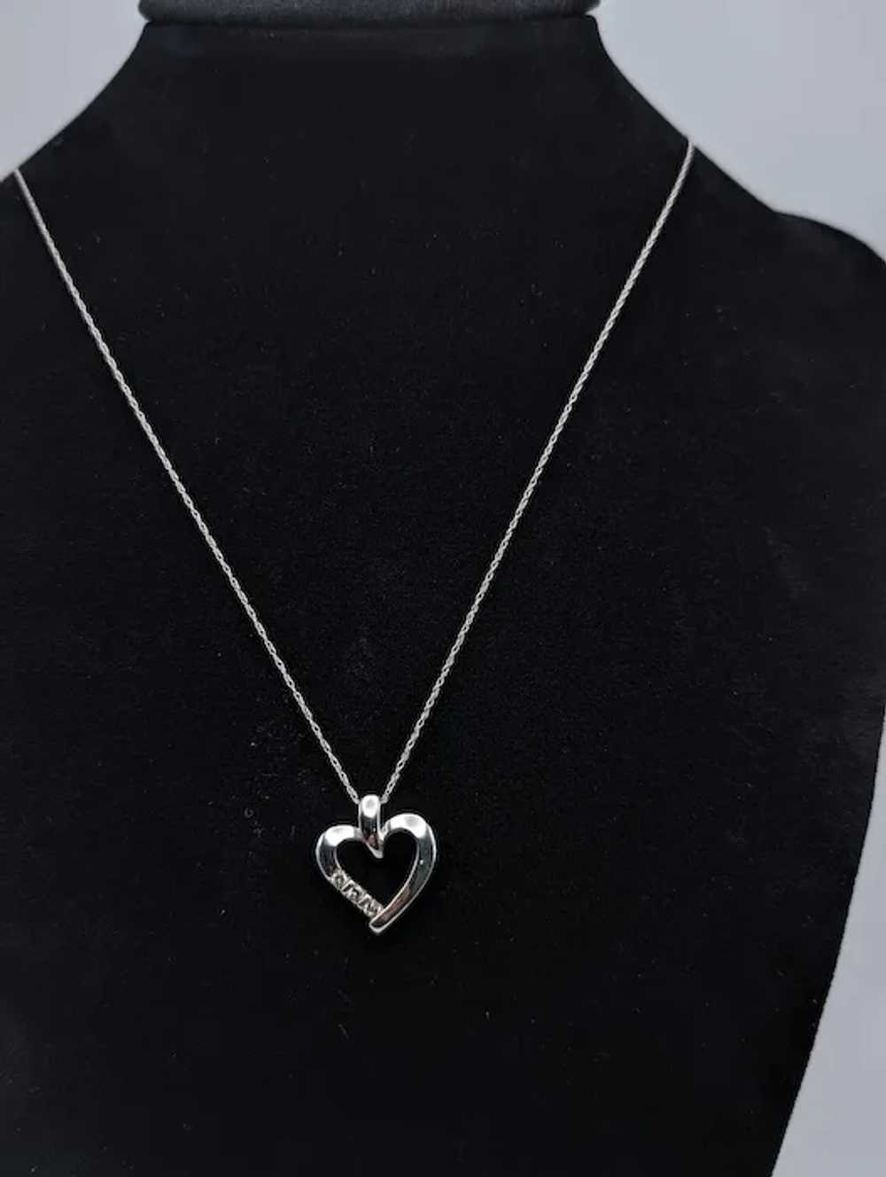 10K White Gold Diamond Heart Pendant w/Gold Chain… - image 7