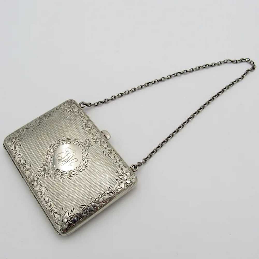 Antique Sterling Ladies Purse on Chatelaine Chain… - image 3