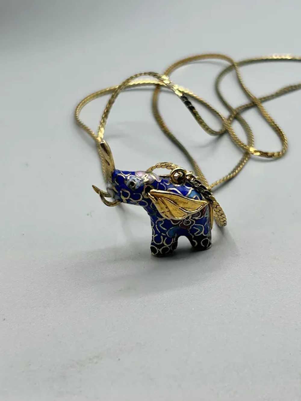 Vintage Cloisonne Elephant Necklace Dimensional B… - image 7