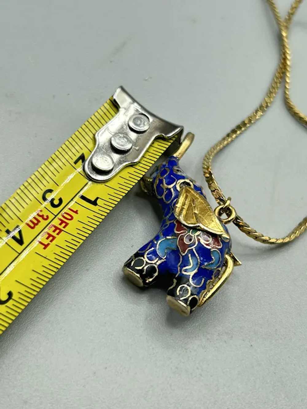 Vintage Cloisonne Elephant Necklace Dimensional B… - image 8