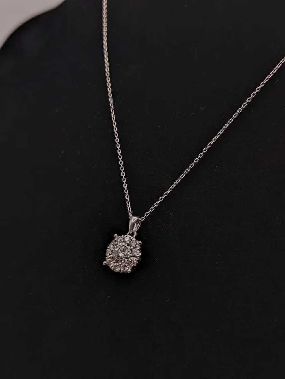 14k White Gold .47ctw Diamond Halo Italy Pendant … - image 3