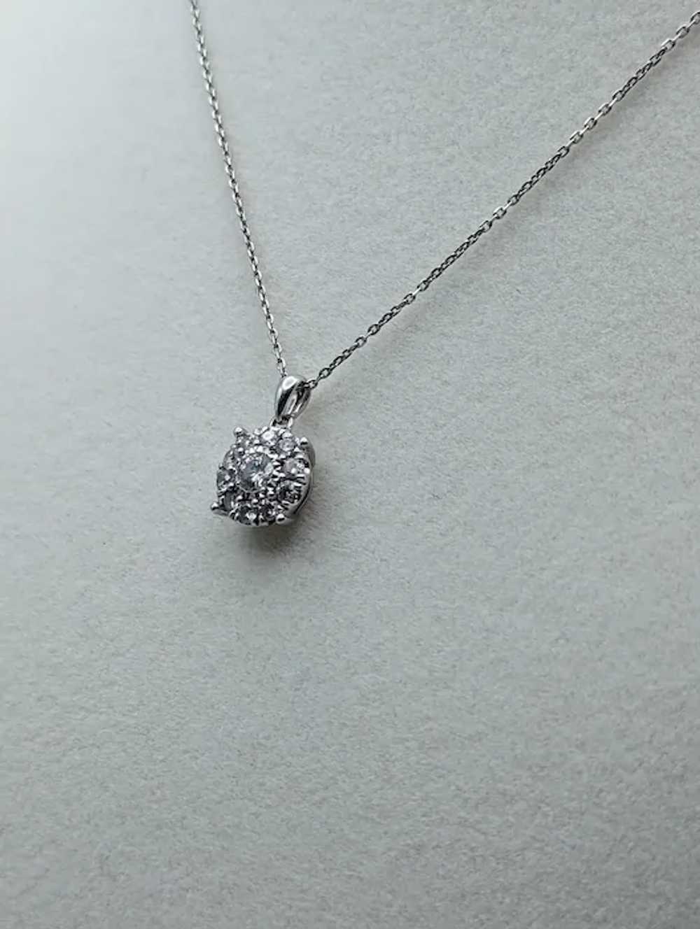 14k White Gold .47ctw Diamond Halo Italy Pendant … - image 4