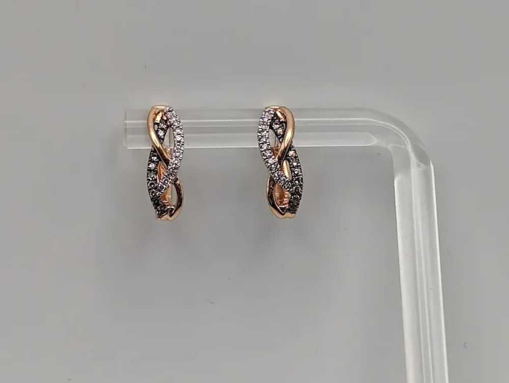 10k Rose Gold .20 ctw Diamond Twisted Infinity Hu… - image 2