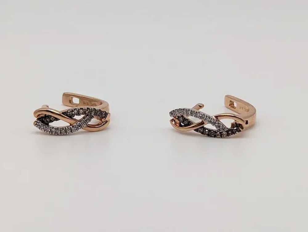 10k Rose Gold .20 ctw Diamond Twisted Infinity Hu… - image 4