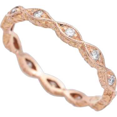 Estate 18K Yellow Gold Diamond Twist Eternity Ban… - image 1