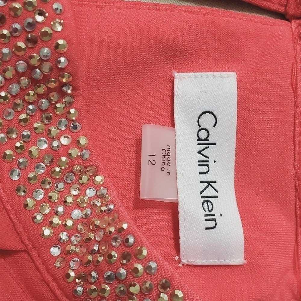 Calvin Klein Sz 12 Jewel-neck Trapeze  Dress Rhin… - image 5