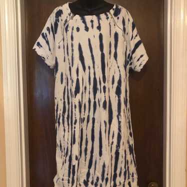 Chicos Size 3 Blue and White TShirt Dress with si… - image 1