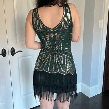 Babeyond Green Flapper Dress Size Small - image 1