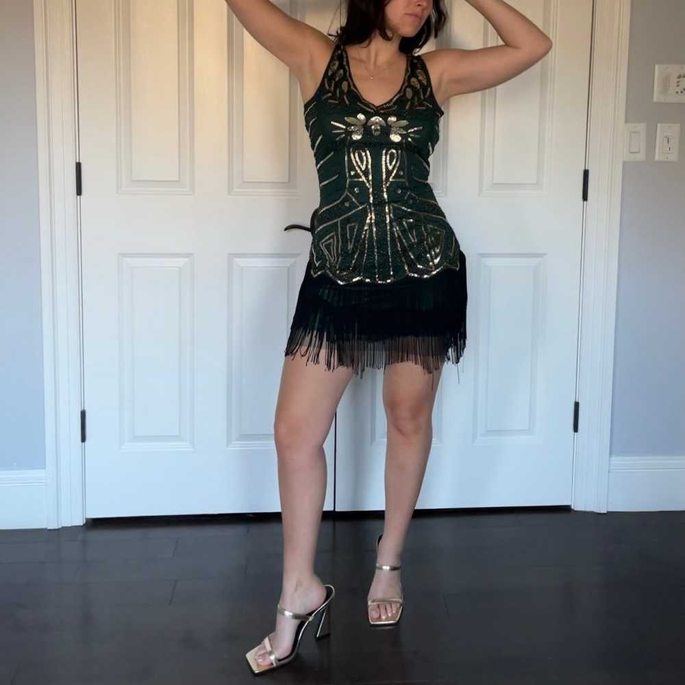 Babeyond Green Flapper Dress Size Small - image 3