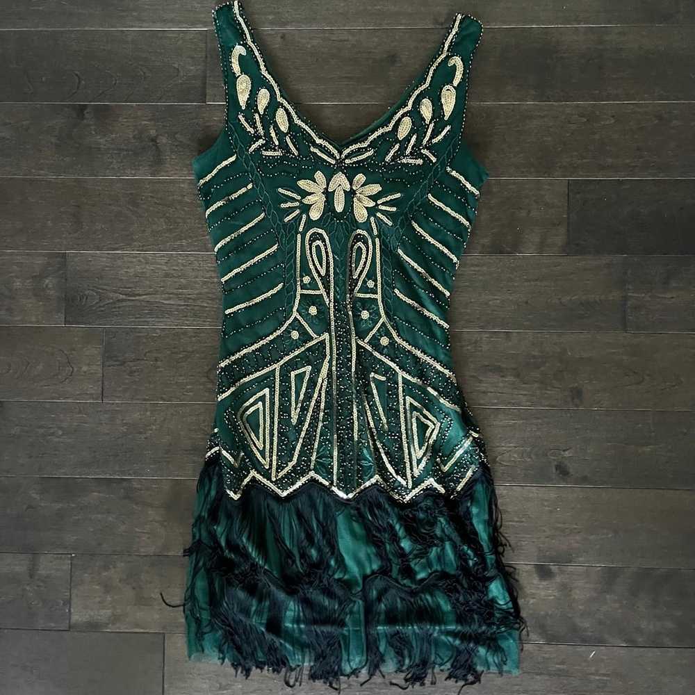 Babeyond Green Flapper Dress Size Small - image 7