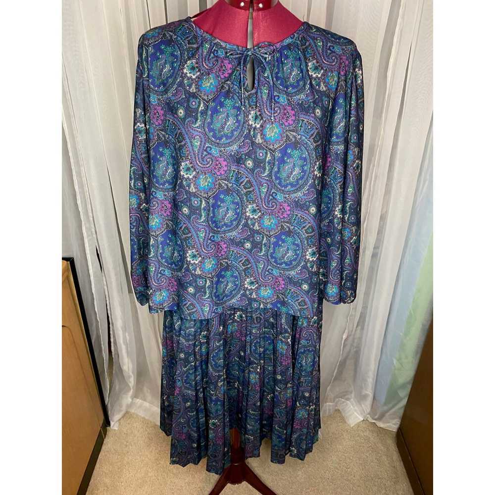 Vintage 1980s blouson dress Paisley - image 1