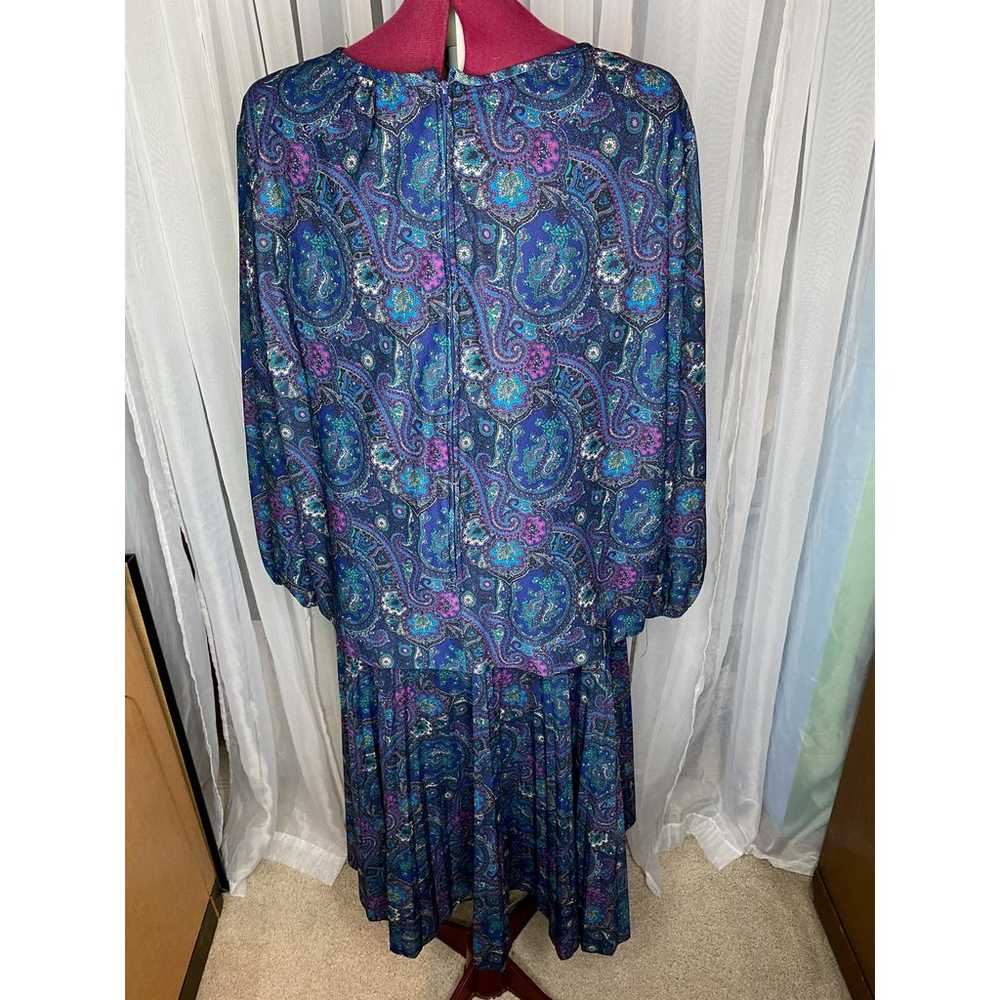 Vintage 1980s blouson dress Paisley - image 3