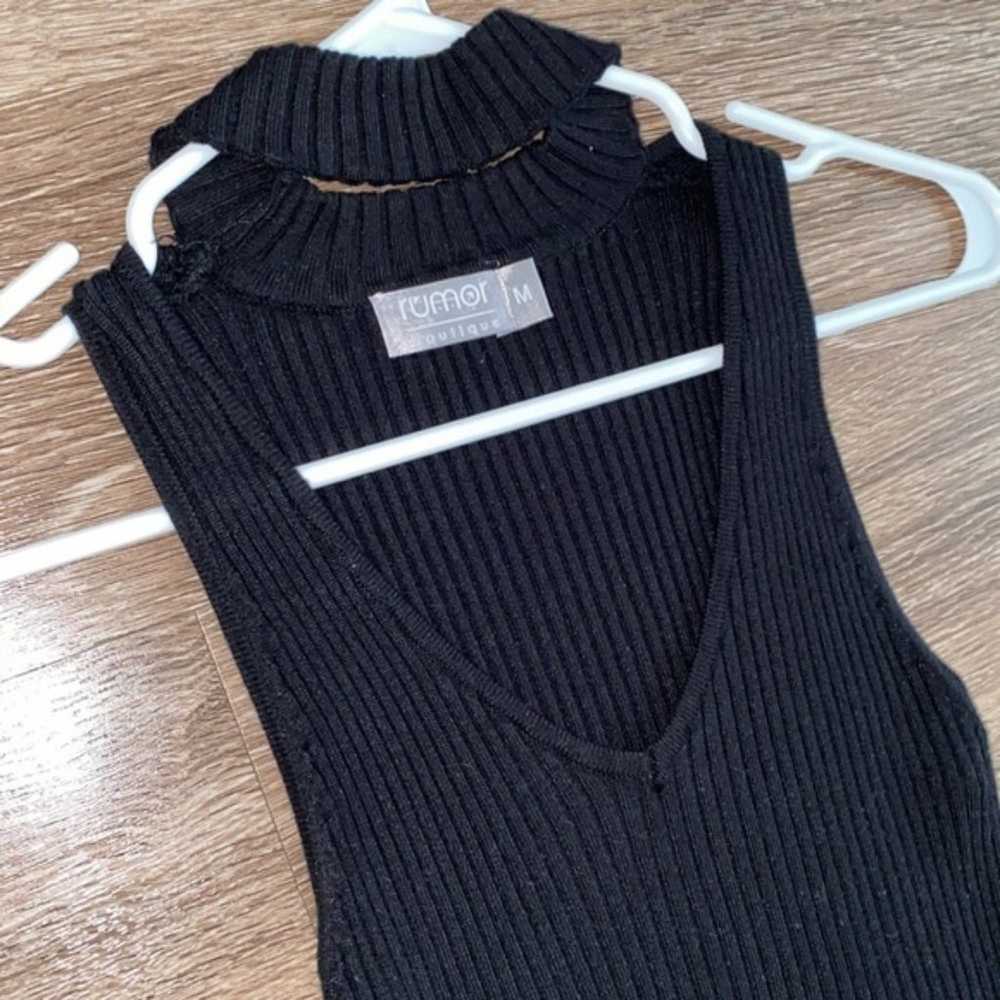 LF Rumor Boutique Ribbed Knit Little Black Dress - image 1