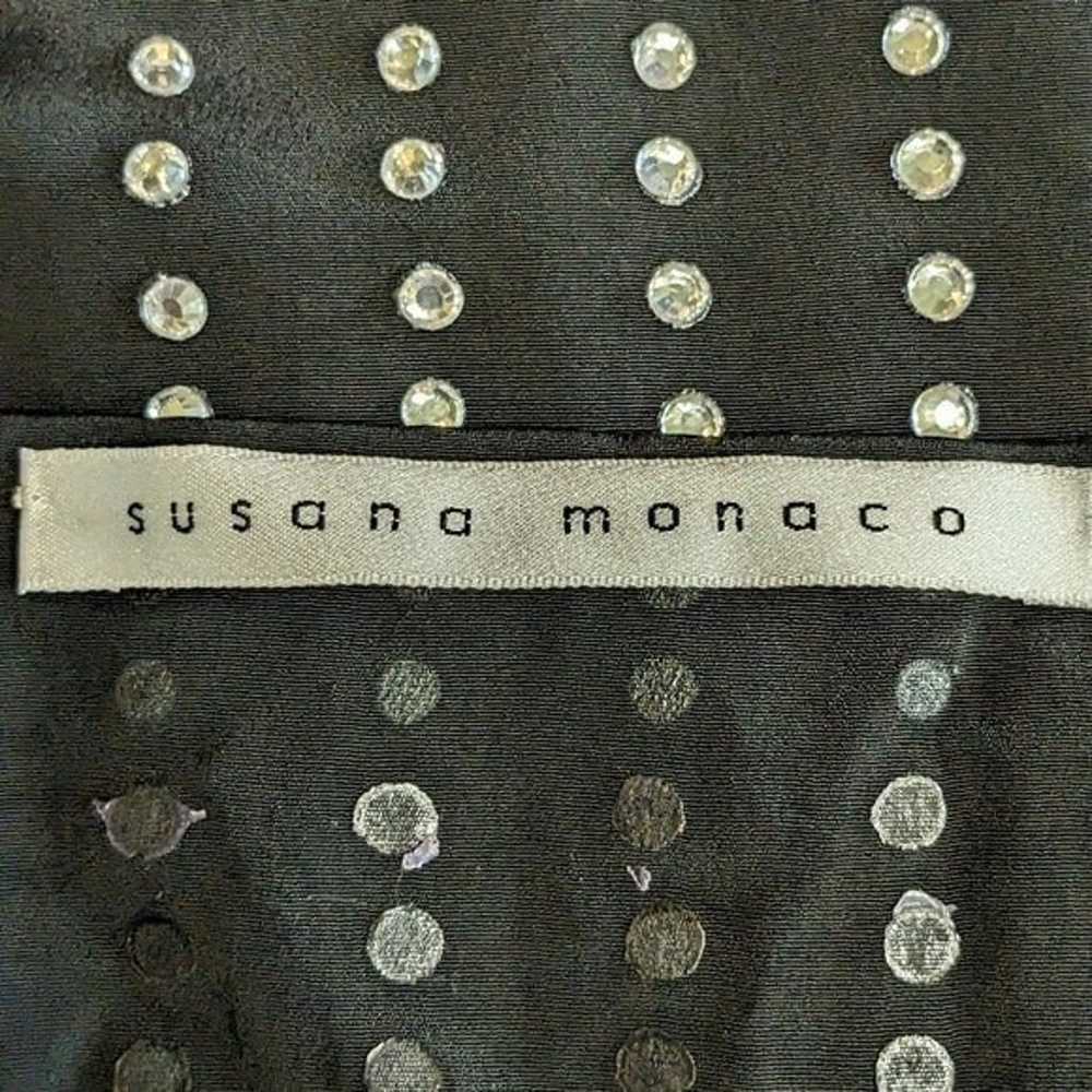 Susana Monaco Rhinestone Silver on Black Sleevele… - image 8