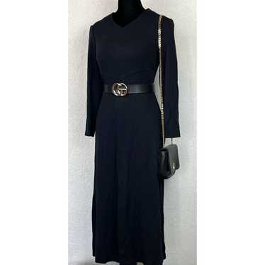 (VTG) CASUAL CORNER • Black Long Sleeve Midi Dress