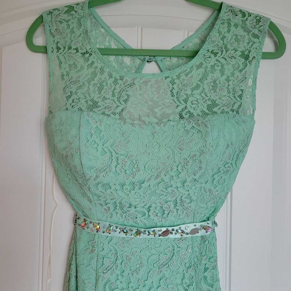 Green Dress prom sz 3 - image 2