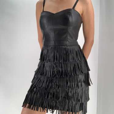 GUESS faux leather corset fringe mini party dress… - image 1
