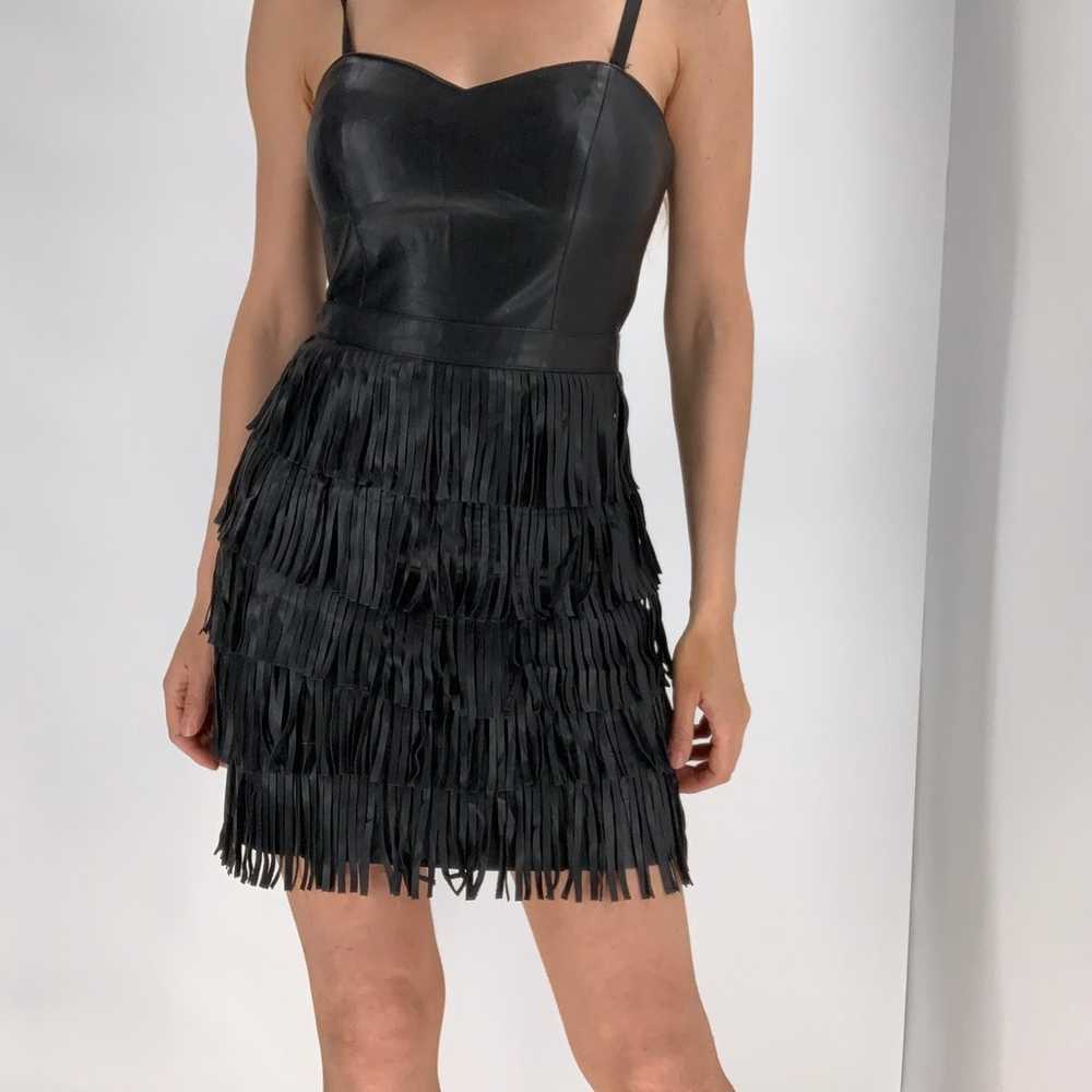 GUESS faux leather corset fringe mini party dress… - image 2