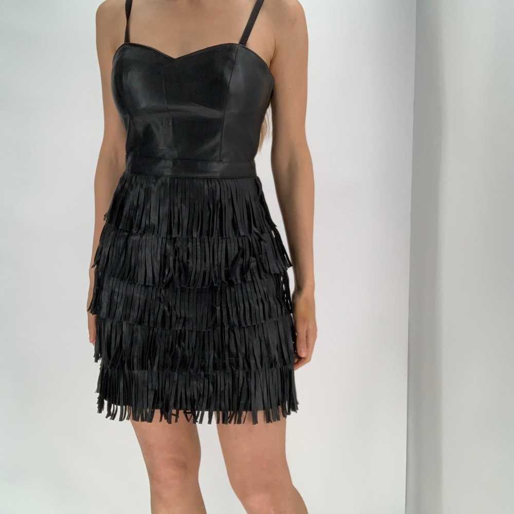GUESS faux leather corset fringe mini party dress… - image 4