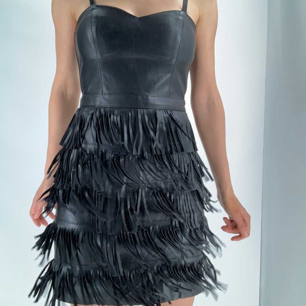 GUESS faux leather corset fringe mini party dress… - image 5