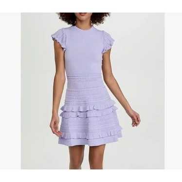 $495 Shoshanna Lilac Purple Ruffle Dress Stretch N
