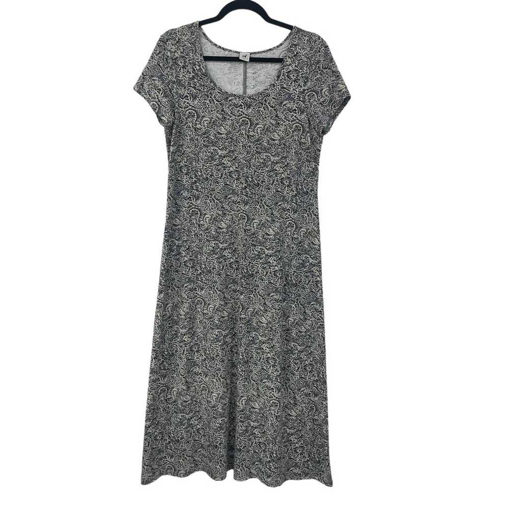 Peruvian Connection Short Sleeve Maxi Dress Gray … - image 1