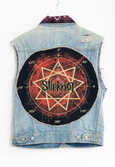 Slipknot denim vest festival studded sleeveless r… - image 1