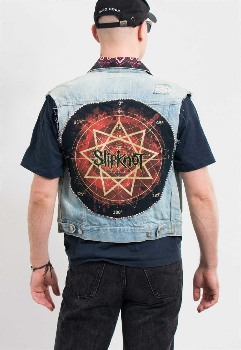 Slipknot denim vest festival studded sleeveless r… - image 3