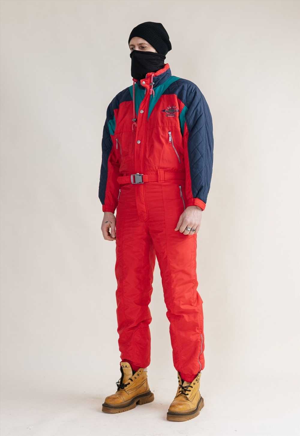 Vintage Etirel Red One Piece Snow Suit Ski Suit M… - image 4