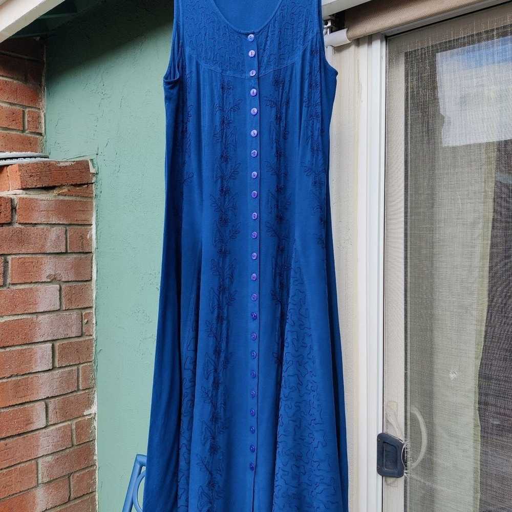 Holy Clothing "Julie" Blue Buttoned Maxi Dress Si… - image 4