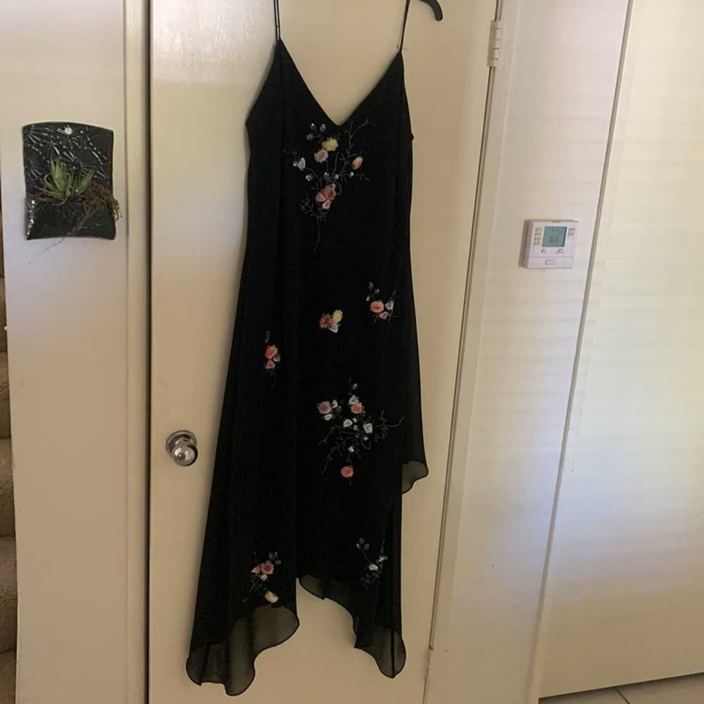 May Queen Black Maxi Formal Dress with Hand Made … - image 9