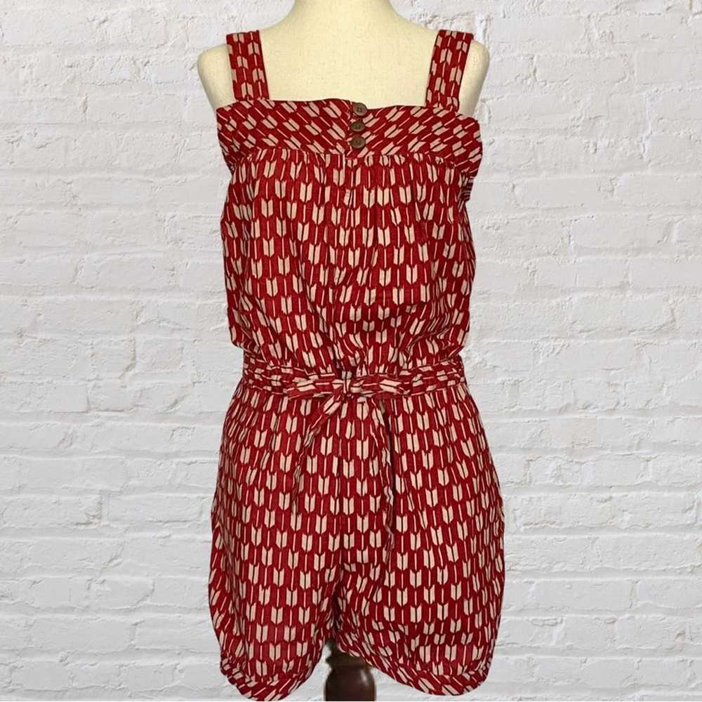 Vintage Anthropologie Dear Creatures Red Linen Ro… - image 1