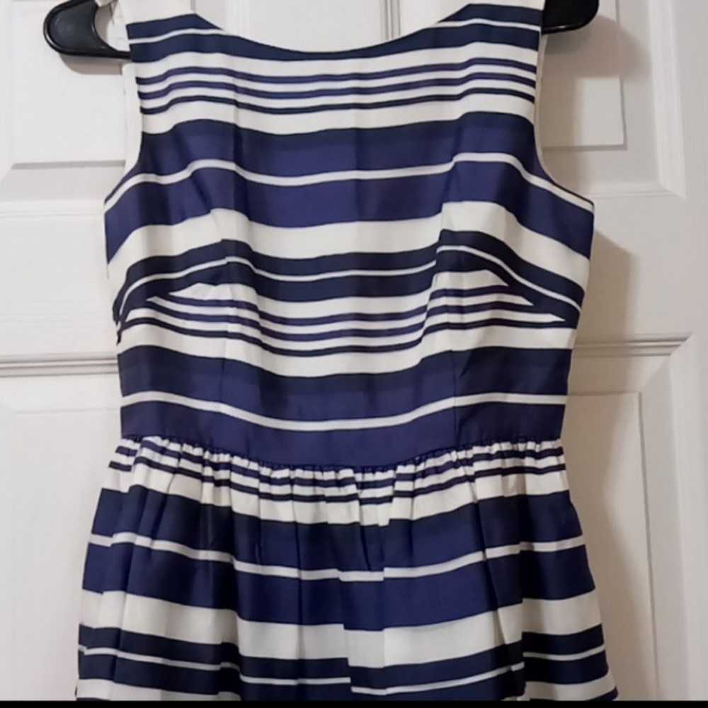 Lilly Pulitzer navy blue and white striped silk d… - image 2