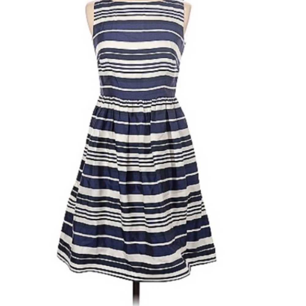 Lilly Pulitzer navy blue and white striped silk d… - image 3