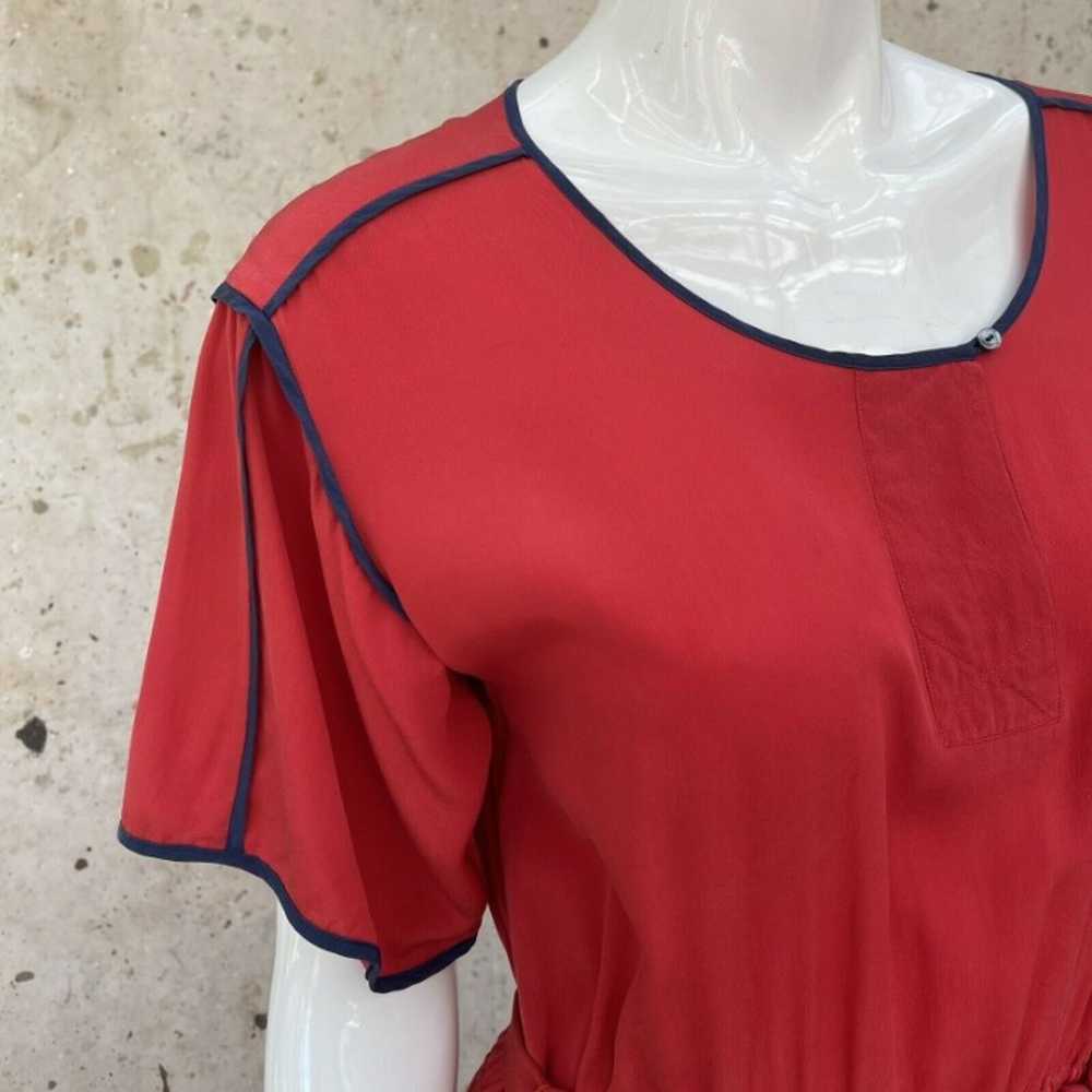 Vintage 80’s 90’s Minimalist Red Silk Dress with … - image 4