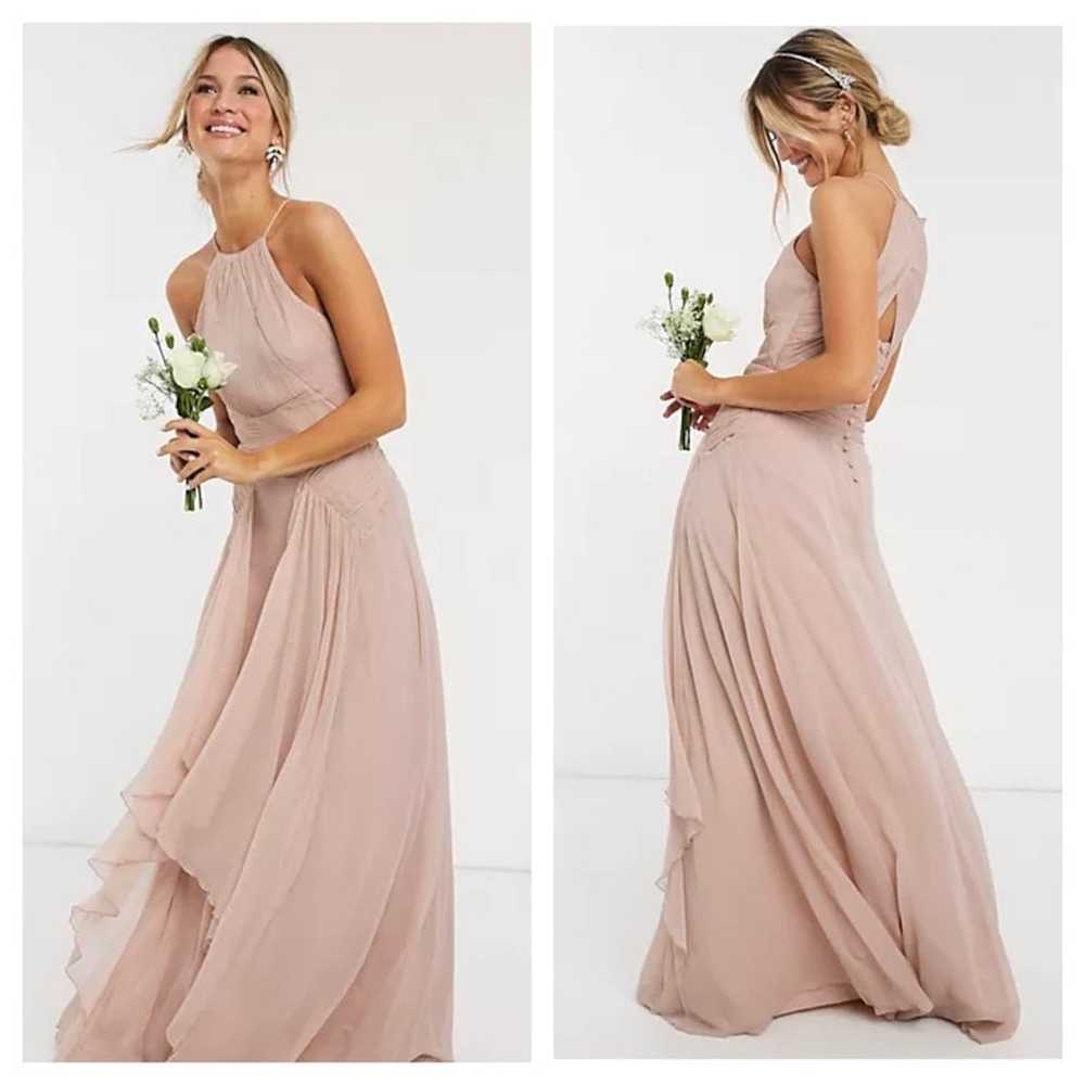 ASOS Design Bridesmaid Pink Blush Pinny Ruched Bo… - image 12