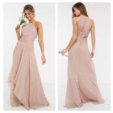 ASOS Design Bridesmaid Pink Blush Pinny Ruched Bo… - image 1