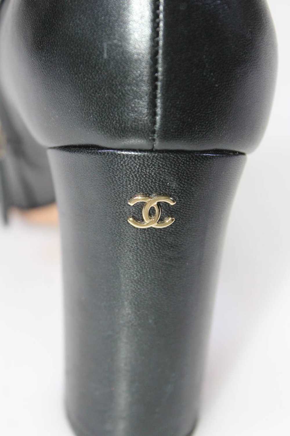 Chanel Womens Side Zip Block Heel Chain Peep Toe … - image 8