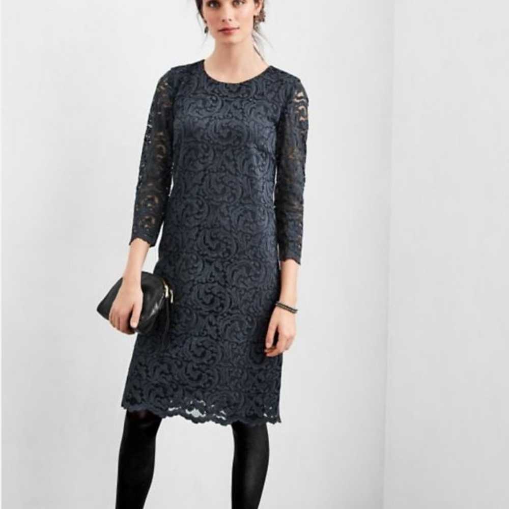 GARNET HILL Scoop Neck Sheath Lace quarter sleeve… - image 1