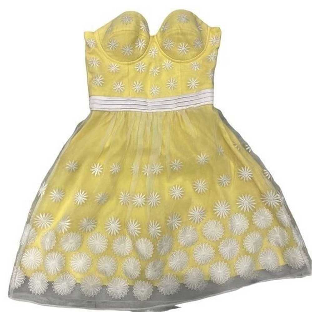 Vintage Bebe Barbie Yellow Organza Embroidered Da… - image 1