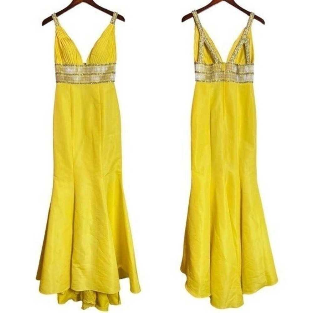 Jovani Yellow Beaded V-Neck Mermaid Prom Dress Fo… - image 10