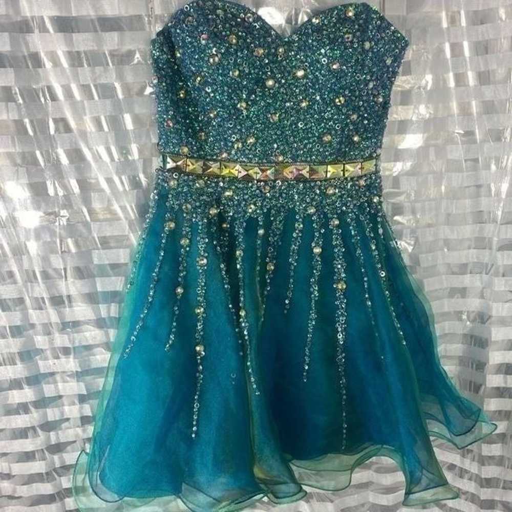 Partytime Blue Sequin Sleeveless Party Dress - image 2