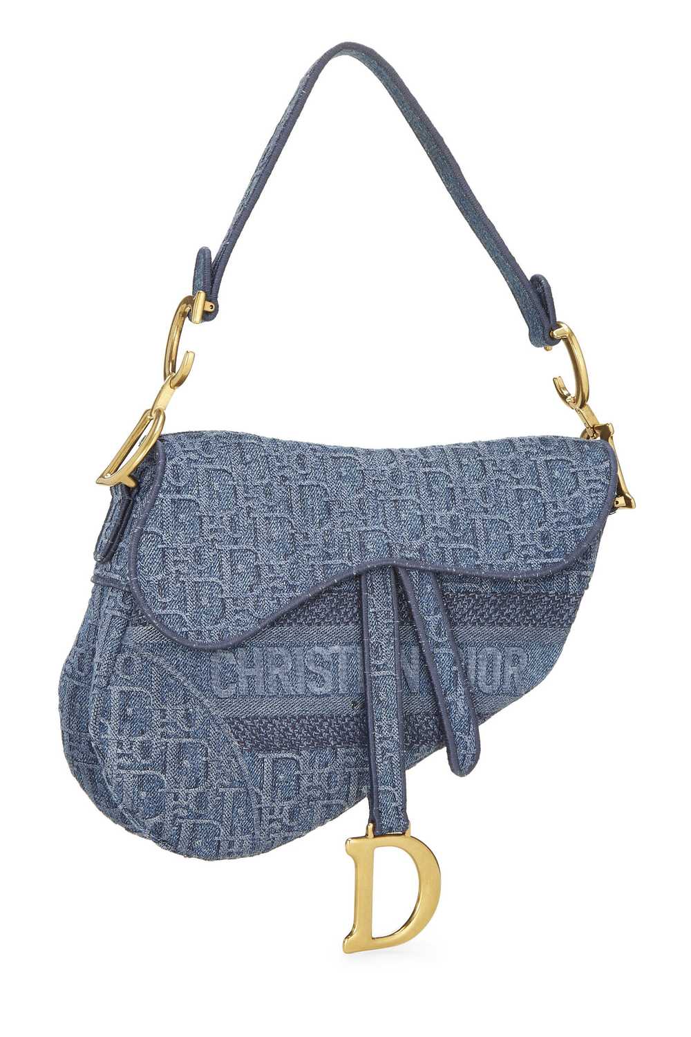 Blue Oblique Denim Saddle Bag - image 2